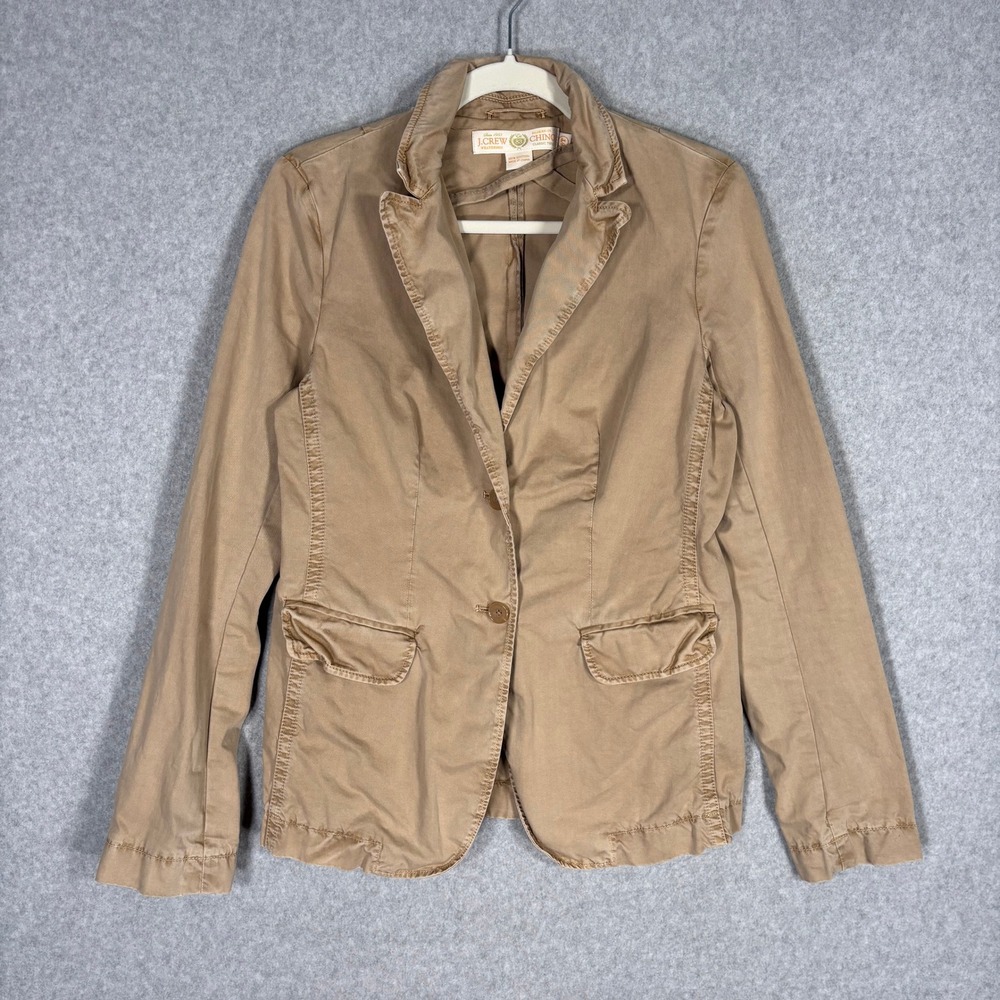 J Crew Chino Blazer 8T Tan Khaki Cotton Classic Twill Weathered Broken In Jacket